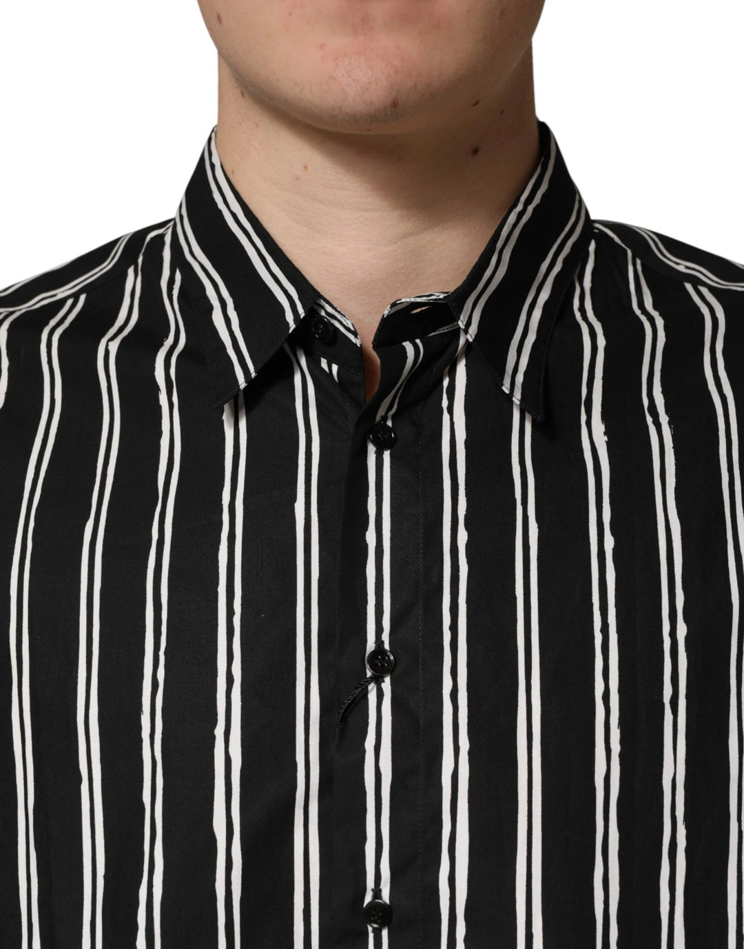 Dolce &amp; Gabbana Sample Sale Dolce &amp; Gabbana Black Stripes Cotton Men Formal Dress Shirt - | Designer outlet