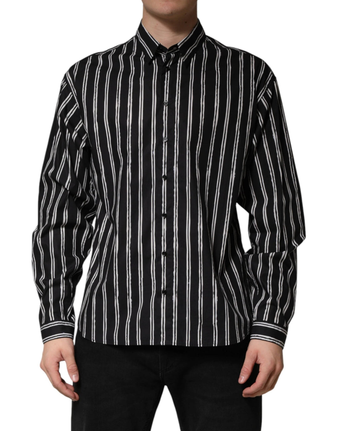 Dolce &amp; Gabbana Sample Sale Dolce &amp; Gabbana Black Stripes Cotton Men Formal Dress Shirt - | Designer outlet