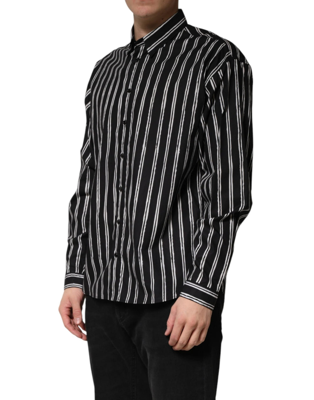 Dolce &amp; Gabbana Sample Sale Dolce &amp; Gabbana Black Stripes Cotton Men Formal Dress Shirt - | Designer outlet