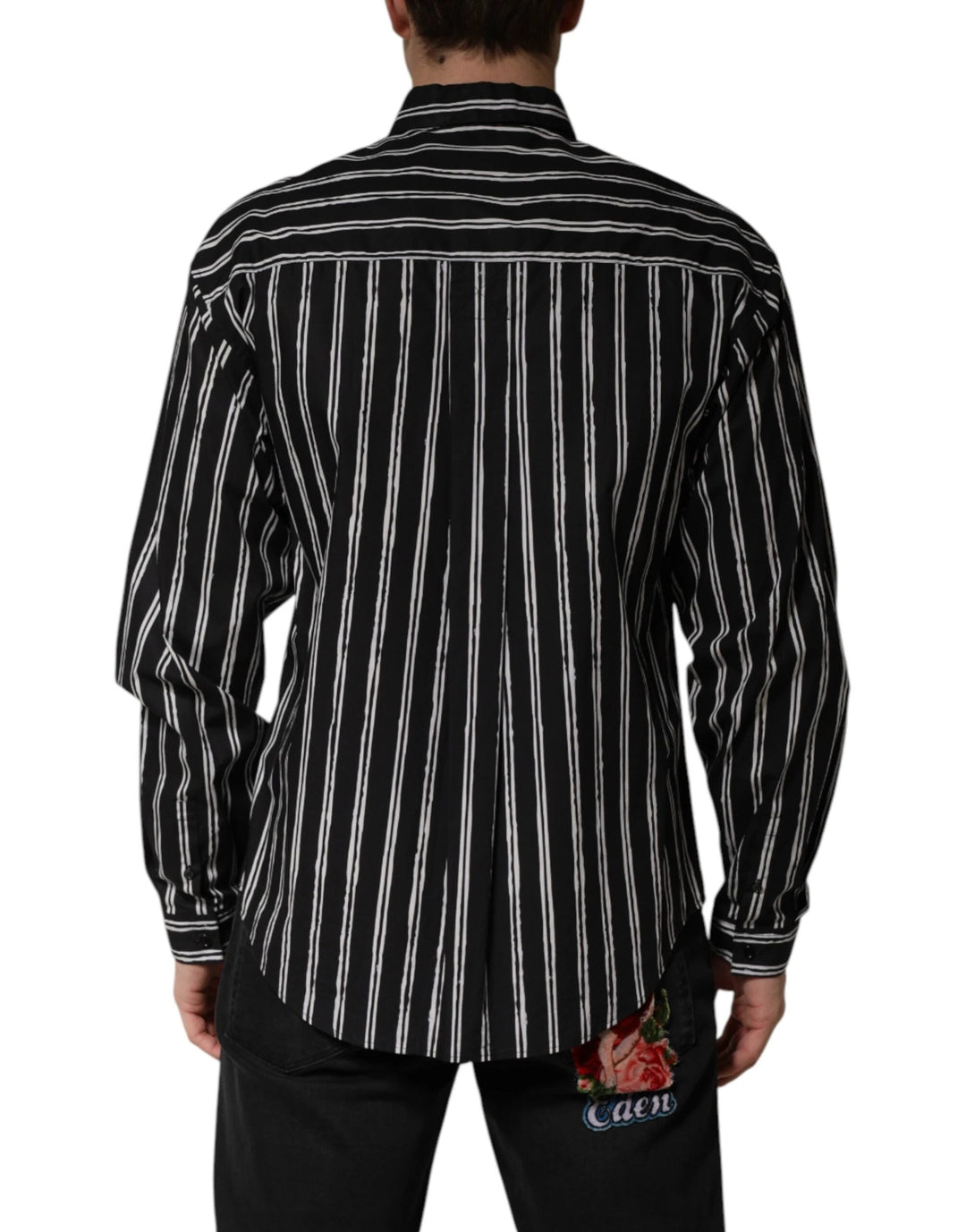 Dolce &amp; Gabbana Sample Sale Dolce &amp; Gabbana Black Stripes Cotton Men Formal Dress Shirt - | Designer outlet