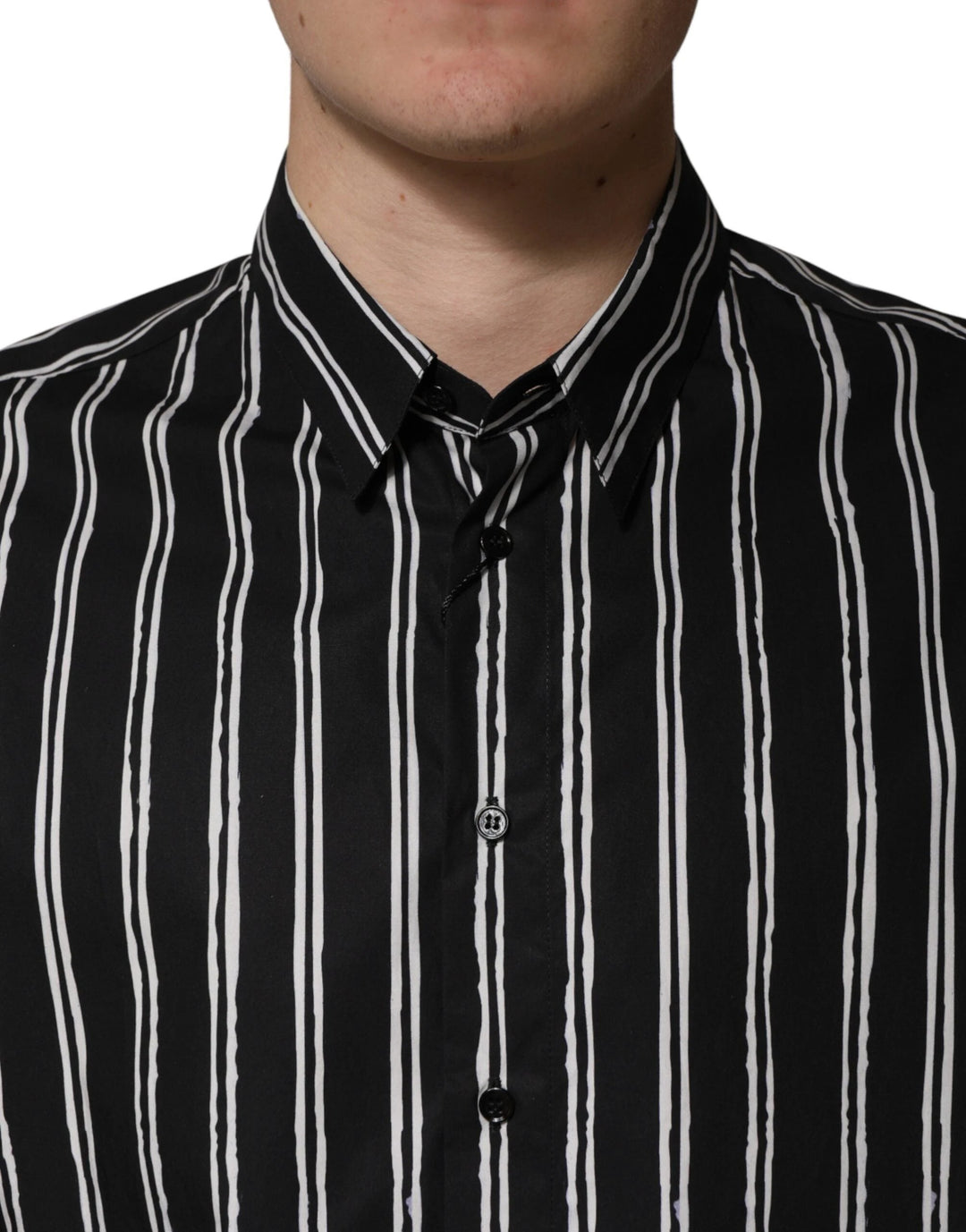 Dolce &amp; Gabbana Sample Sale Dolce &amp; Gabbana Black Stripes Cotton Men Formal Dress Shirt - | Designer outlet