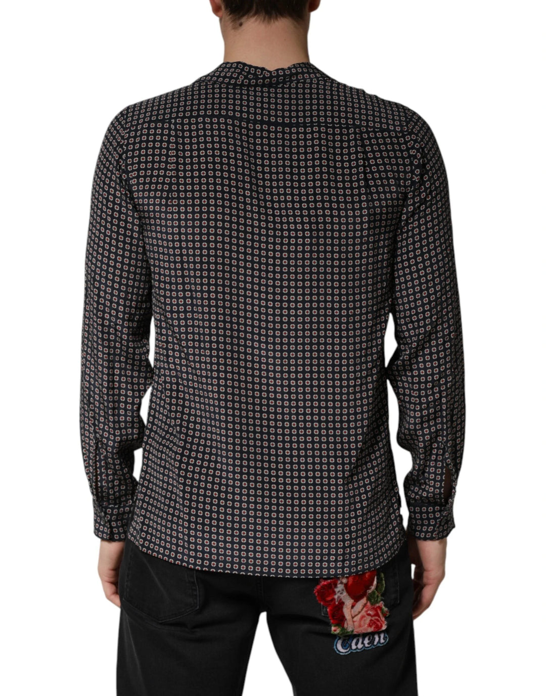 Dolce &amp; Gabbana Sample Sale Dolce &amp; Gabbana Black Patterned Silk Men Button Down Shirt - | Designer outlet