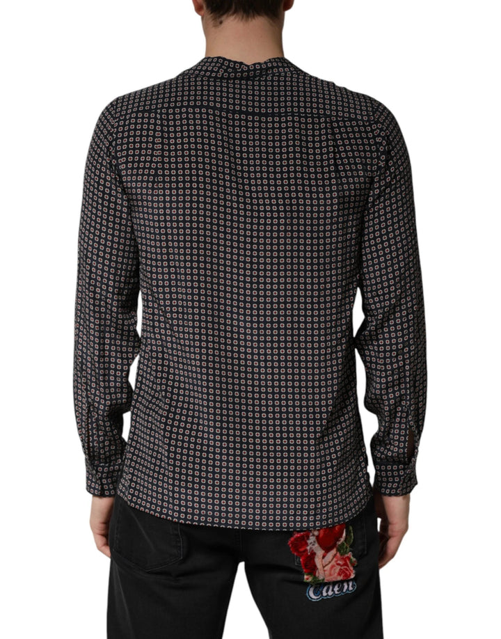 Dolce &amp; Gabbana Sample Sale Dolce &amp; Gabbana Black Patterned Silk Men Button Down Shirt - | Designer outlet