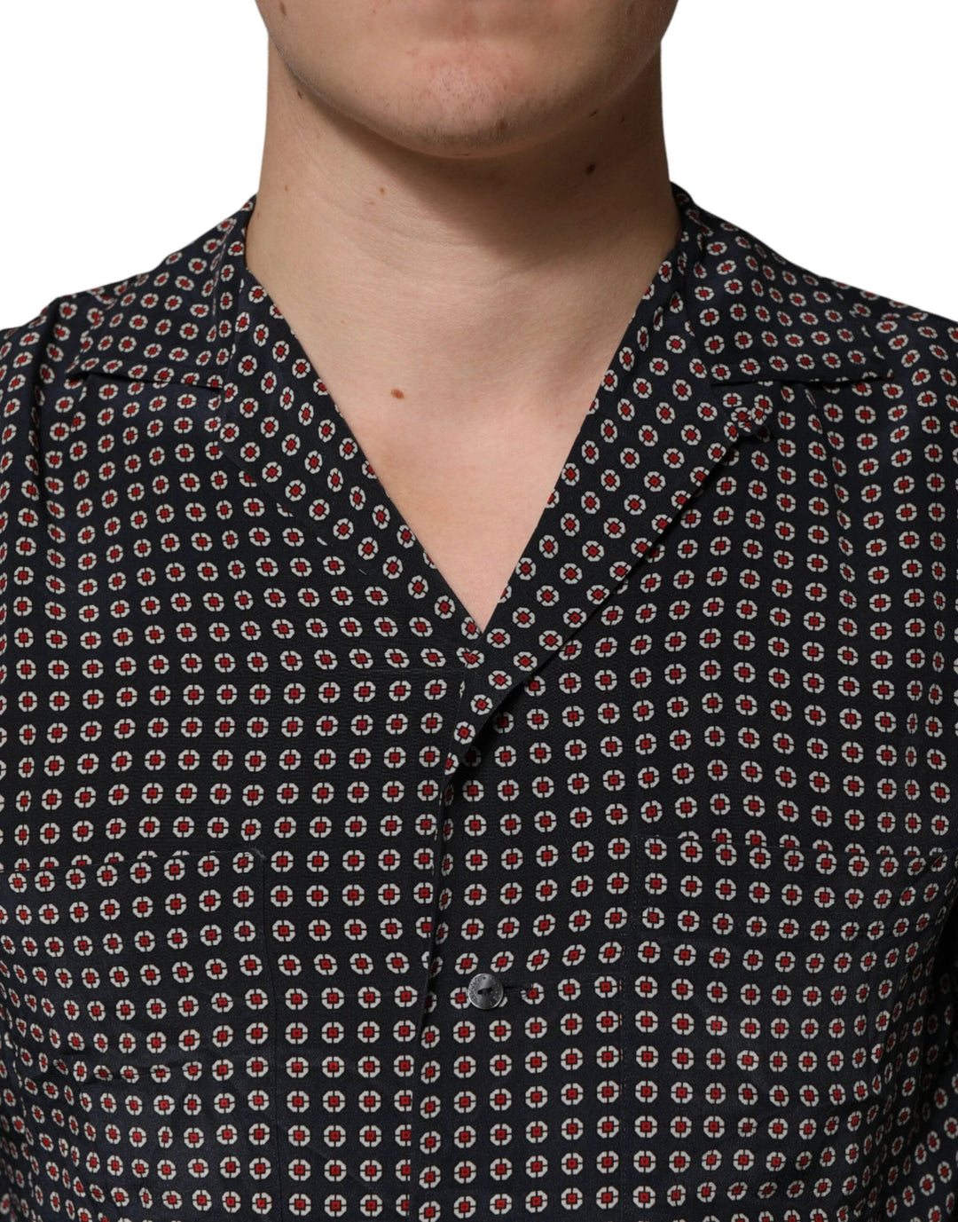 Dolce &amp; Gabbana Sample Sale Dolce &amp; Gabbana Black Patterned Silk Men Button Down Shirt - | Designer outlet