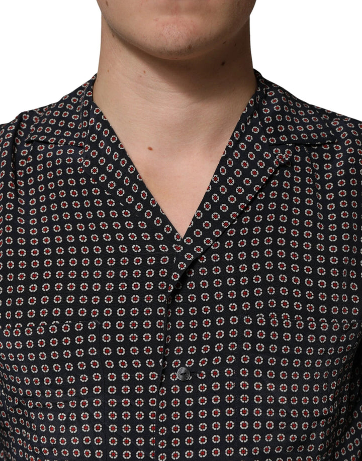 Dolce &amp; Gabbana Sample Sale Dolce &amp; Gabbana Black Patterned Silk Men Button Down Shirt - | Designer outlet