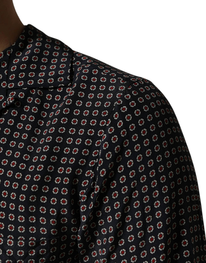 Dolce &amp; Gabbana Sample Sale Dolce &amp; Gabbana Black Patterned Silk Men Button Down Shirt - | Designer outlet