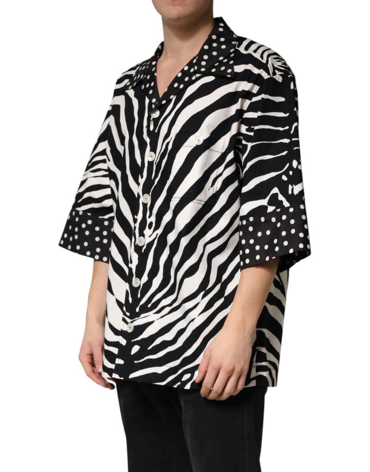 Dolce &amp; Gabbana Sample Sale Dolce &amp; Gabbana Black White Zebra ButtonDown Oversize Shirt - | Designer outlet