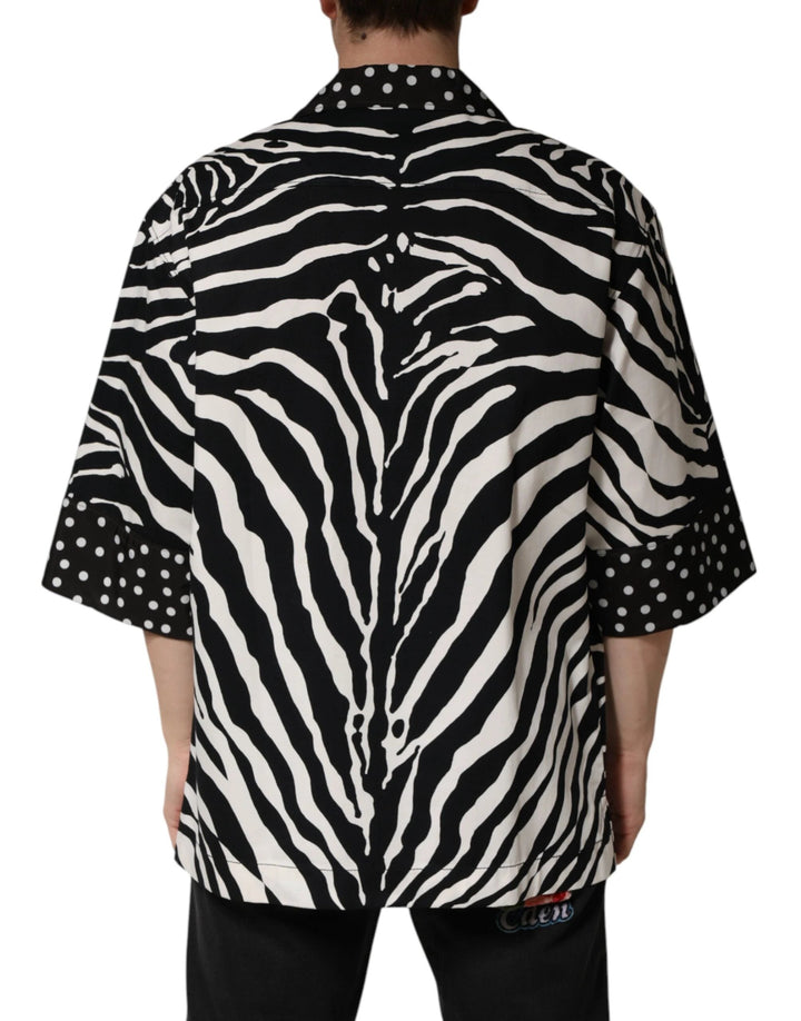 Dolce &amp; Gabbana Sample Sale Dolce &amp; Gabbana Black White Zebra ButtonDown Oversize Shirt - | Designer outlet