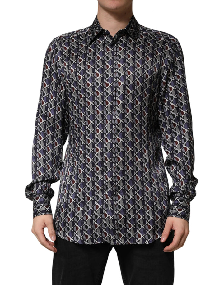 Dolce &amp; Gabbana Sample Sale Dolce &amp; Gabbana Multicolor Patterned Collared GOLD Men Dress Shirt - | Designer outlet