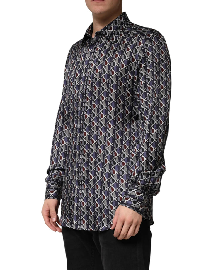 Dolce &amp; Gabbana Sample Sale Dolce &amp; Gabbana Multicolor Patterned Collared GOLD Men Dress Shirt - | Designer outlet