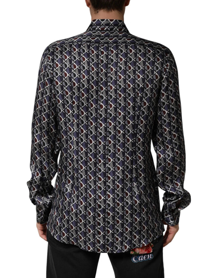 Dolce &amp; Gabbana Sample Sale Dolce &amp; Gabbana Multicolor Patterned Collared GOLD Men Dress Shirt - | Designer outlet
