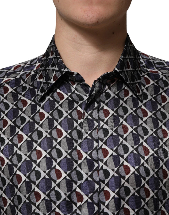 Dolce &amp; Gabbana Sample Sale Dolce &amp; Gabbana Multicolor Patterned Collared GOLD Men Dress Shirt - | Designer outlet