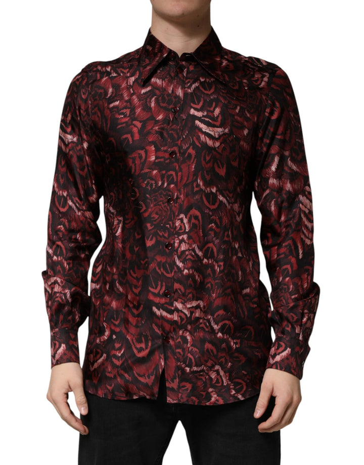 Dolce &amp; Gabbana Sample Sale Dolce &amp; Gabbana Bordeaux Patterned Collared Men Dress Shirt - | Designer outlet