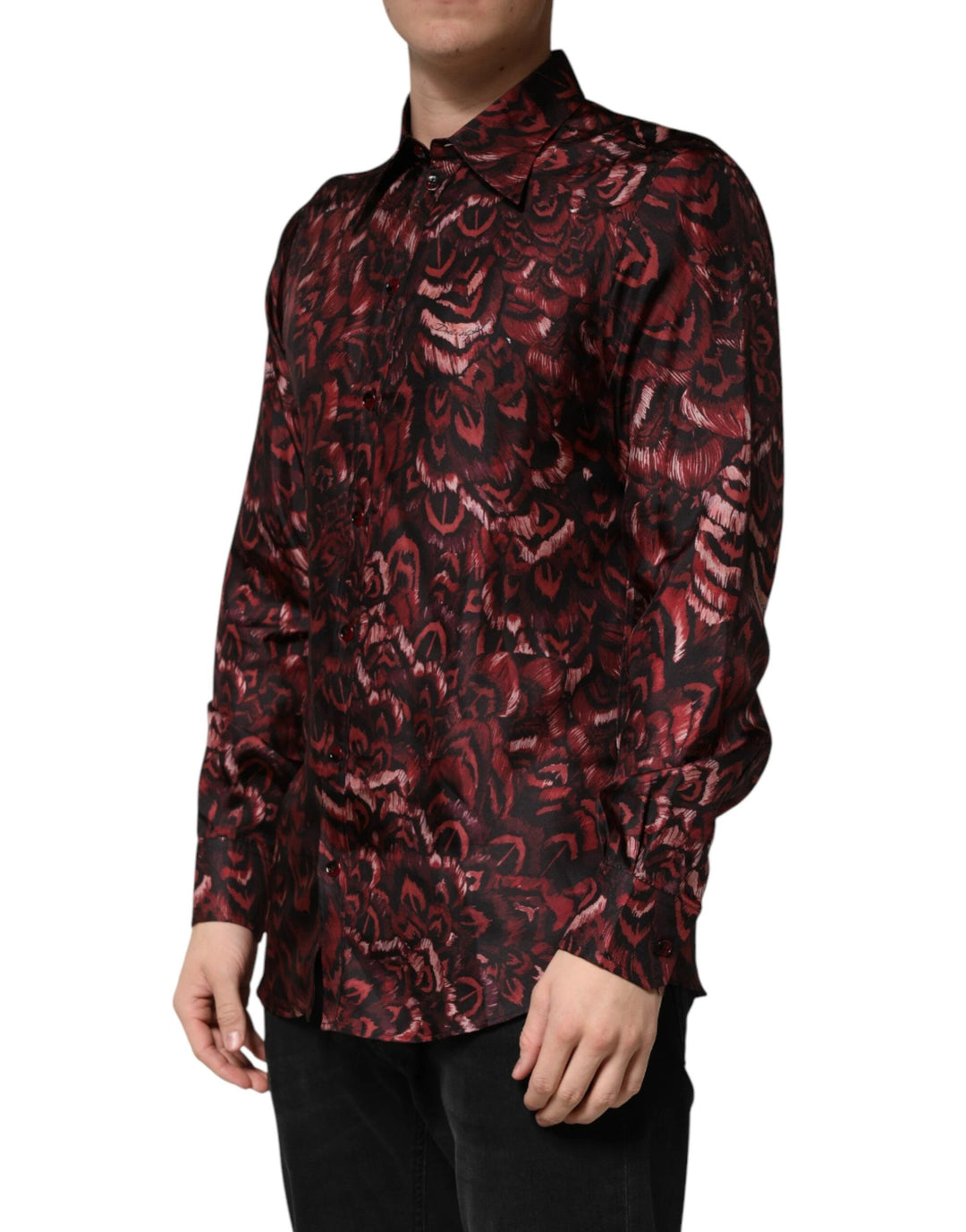 Dolce &amp; Gabbana Sample Sale Dolce &amp; Gabbana Bordeaux Patterned Collared Men Dress Shirt - | Designer outlet