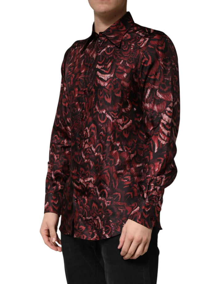 Dolce &amp; Gabbana Sample Sale Dolce &amp; Gabbana Bordeaux Patterned Collared Men Dress Shirt - | Designer outlet