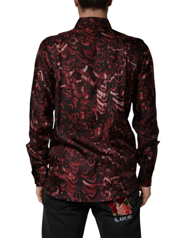 Dolce &amp; Gabbana Sample Sale Dolce &amp; Gabbana Bordeaux Patterned Collared Men Dress Shirt - | Designer outlet