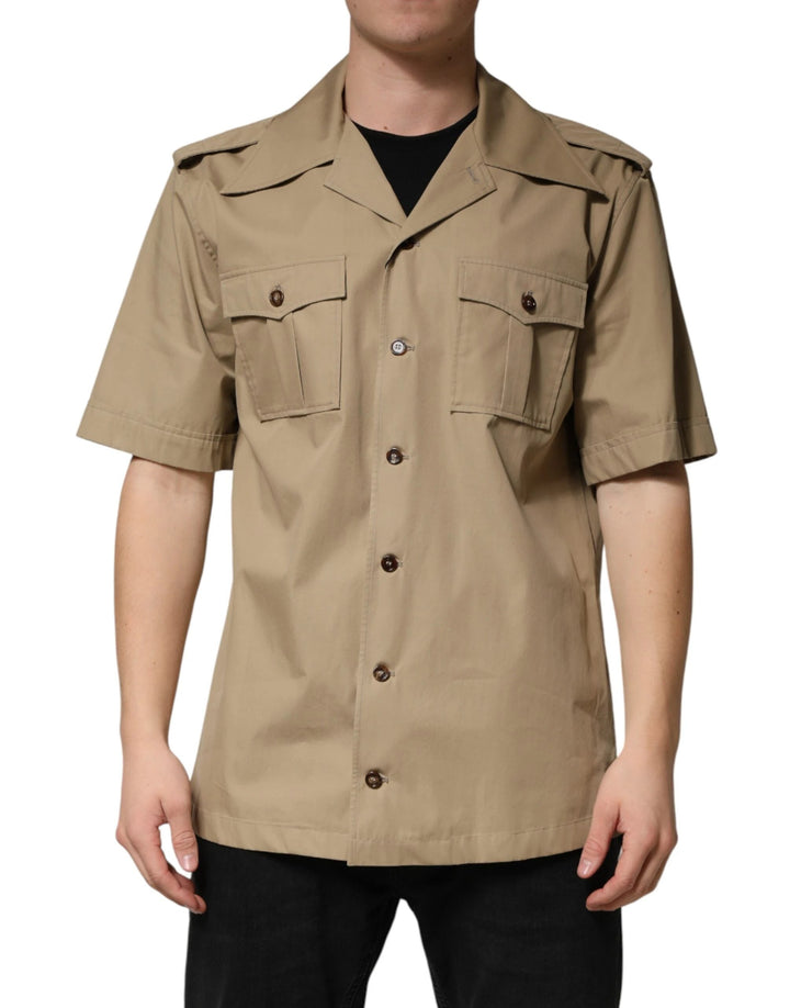 Dolce &amp; Gabbana Sample Sale Dolce &amp; Gabbana Brown Pin Up Short Sleeves Men Casual Shirt - | Designer outlet