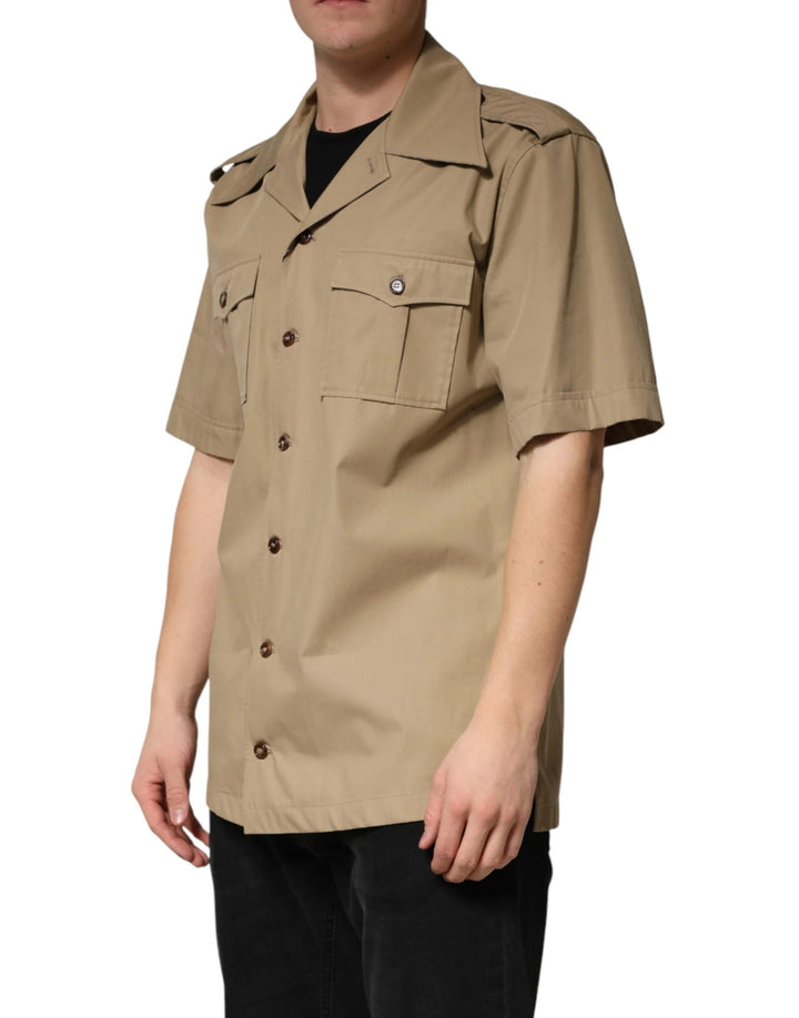 Dolce &amp; Gabbana Sample Sale Dolce &amp; Gabbana Brown Pin Up Short Sleeves Men Casual Shirt - | Designer outlet