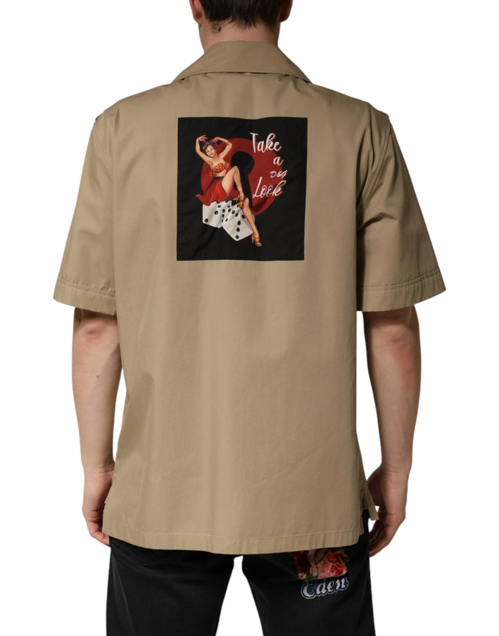 Dolce &amp; Gabbana Sample Sale Dolce &amp; Gabbana Brown Pin Up Short Sleeves Men Casual Shirt - | Designer outlet