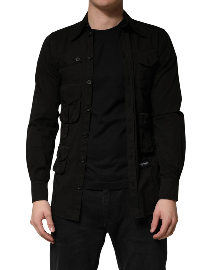 Dolce &amp; Gabbana Sample Sale Dolce &amp; Gabbana Black Cotton Collared Men Button Down Shirt - | Designer outlet