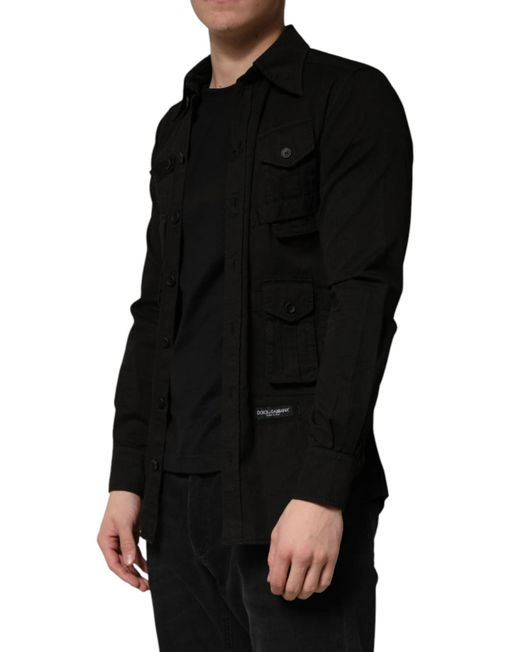Dolce &amp; Gabbana Sample Sale Dolce &amp; Gabbana Black Cotton Collared Men Button Down Shirt - | Designer outlet