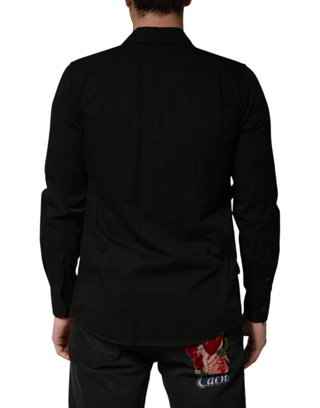 Dolce &amp; Gabbana Sample Sale Dolce &amp; Gabbana Black Cotton Collared Men Button Down Shirt - | Designer outlet