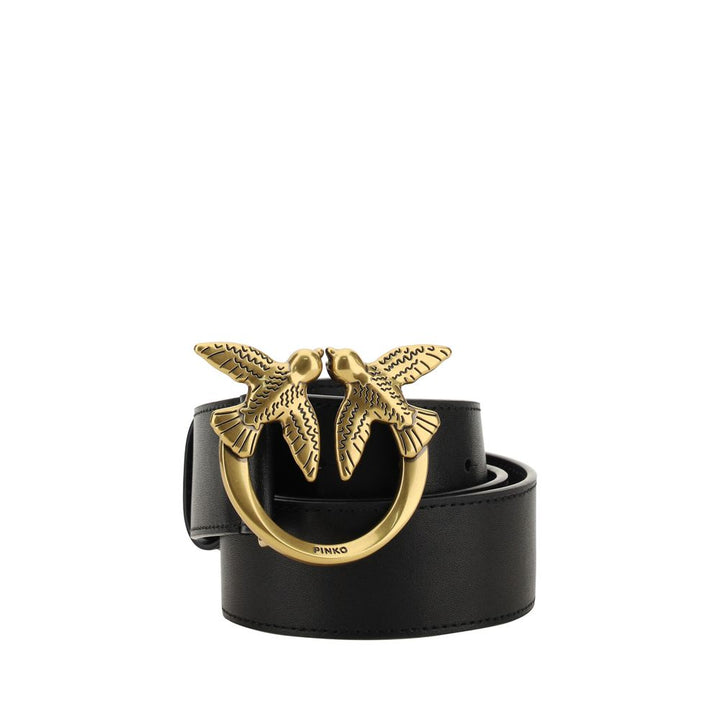 PINKO Black Calf Leather Bos Taurus Belt by PINKO outlet now on sale