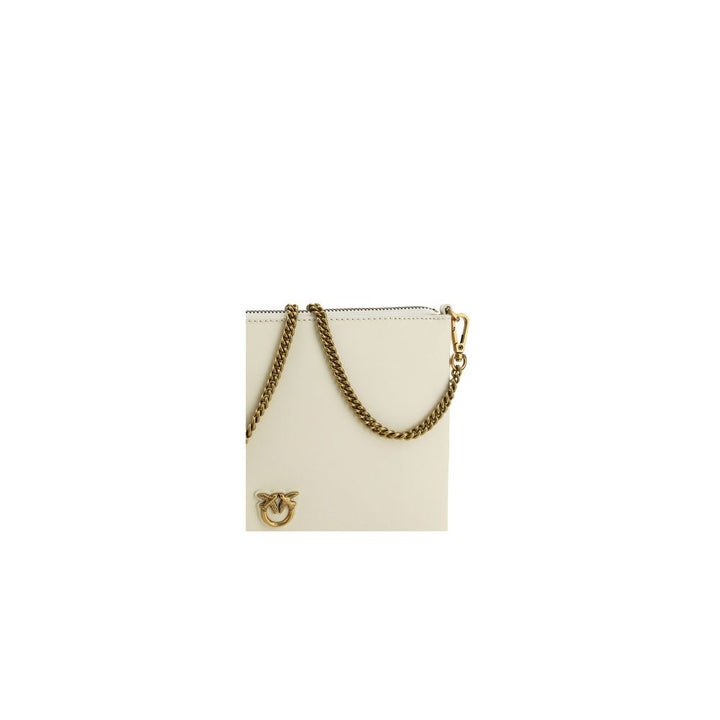 PINKO Cream Calf Leather Bos Taurus Shoulder Bag by PINKO outlet now on sale