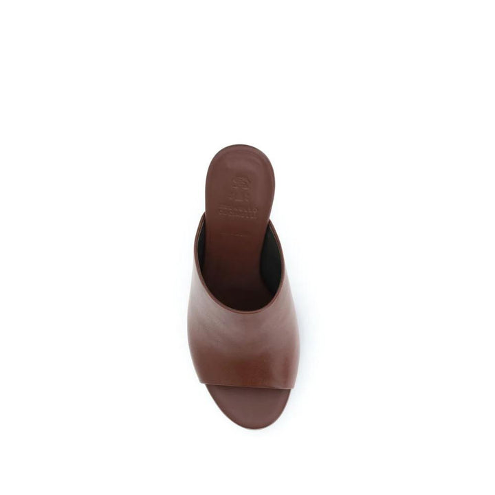 Brunello Cucinelli Sample Sale Brunello Cucinelli Brown Calf Leather Bos Taurus Sandals - | Designer outlet