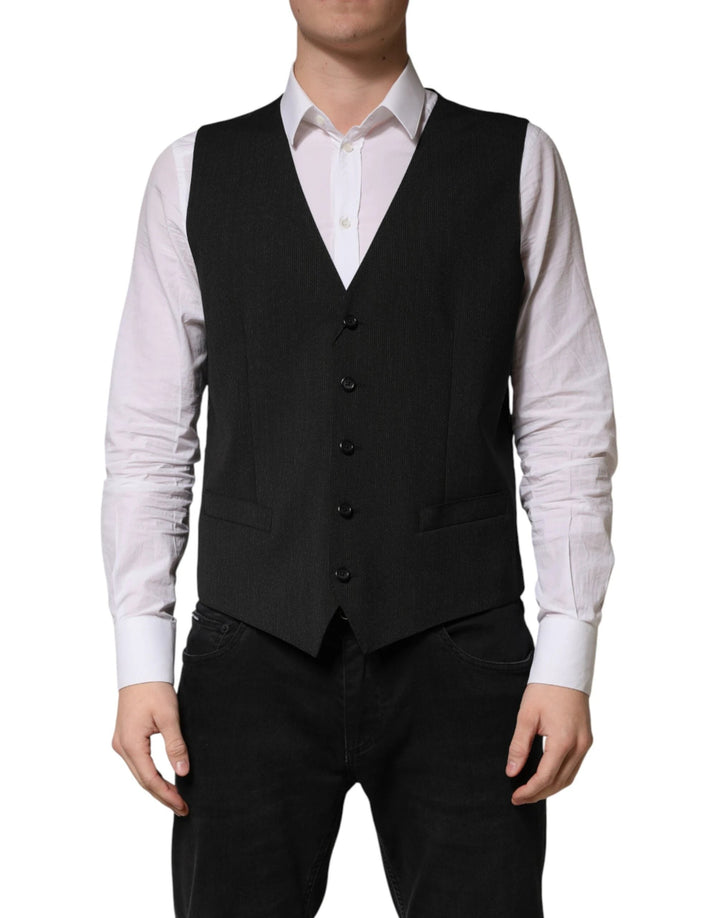 Dolce &amp; Gabbana Sample Sale Dolce &amp; Gabbana Black Wool Dress Men Formal Waistcoat Vest - | Designer outlet
