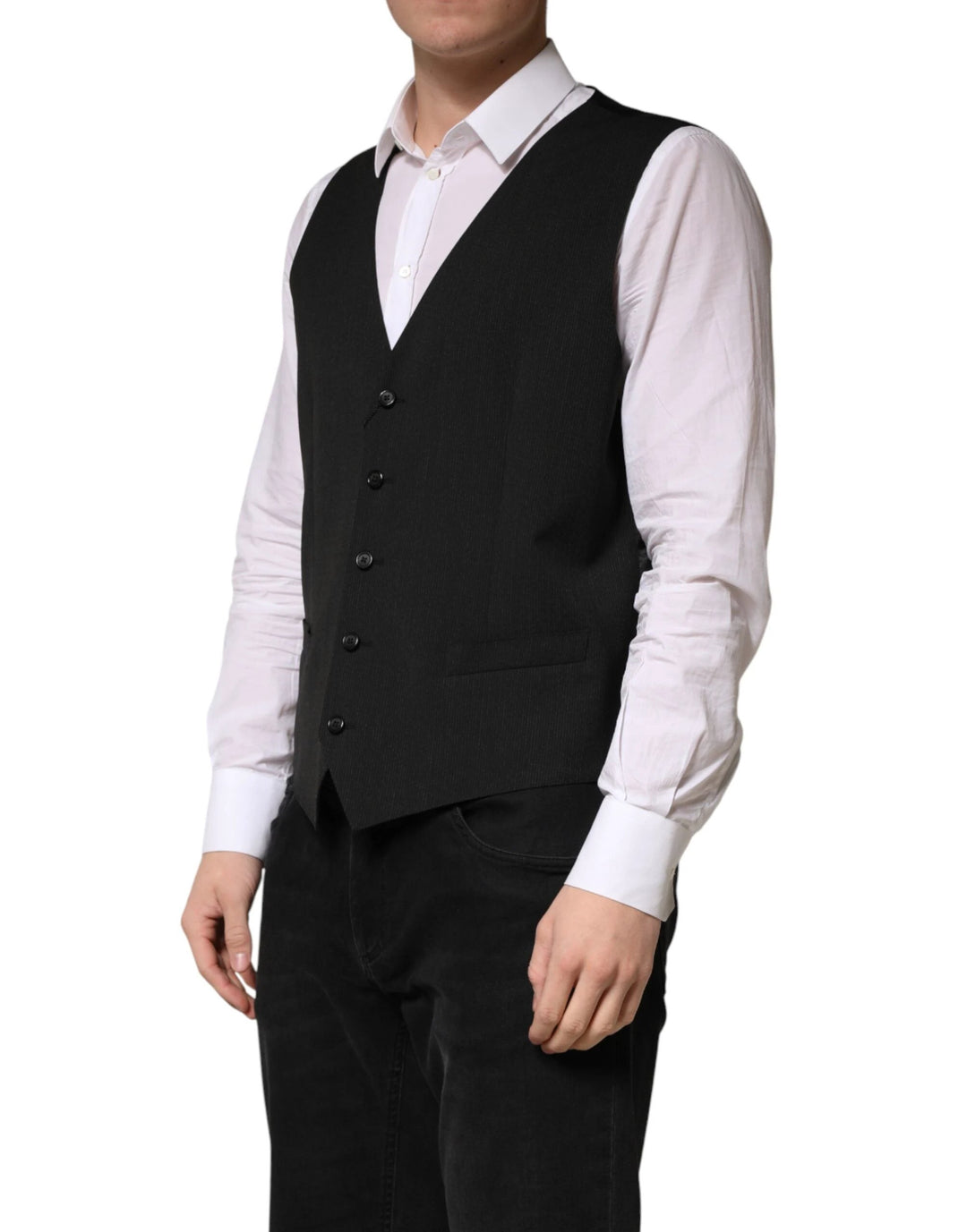 Dolce &amp; Gabbana Sample Sale Dolce &amp; Gabbana Black Wool Dress Men Formal Waistcoat Vest - | Designer outlet