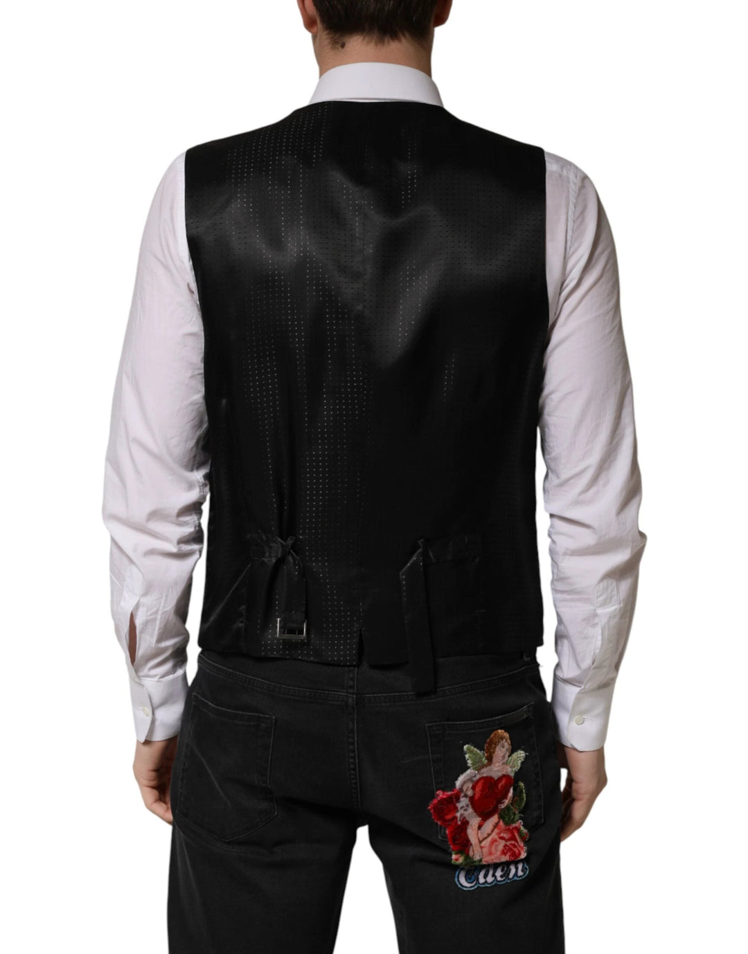 Dolce &amp; Gabbana Sample Sale Dolce &amp; Gabbana Black Wool Dress Men Formal Waistcoat Vest - | Designer outlet