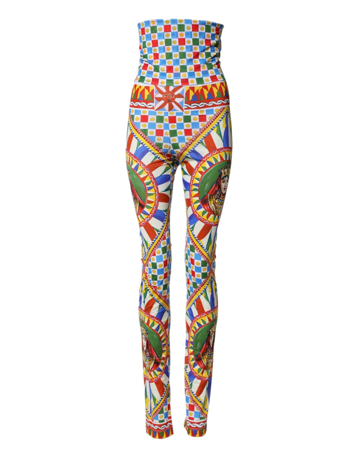 Dolce &amp; Gabbana Sample Sale Dolce &amp; Gabbana Multicolor Carretto Leggings High Waist Pants - | Designer outlet