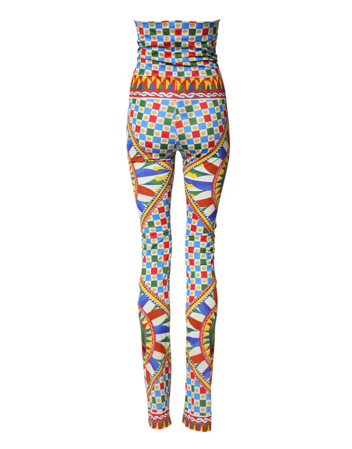 Dolce &amp; Gabbana Sample Sale Dolce &amp; Gabbana Multicolor Carretto Leggings High Waist Pants - | Designer outlet