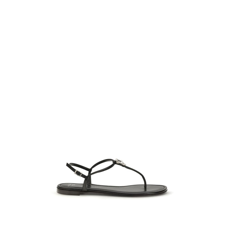 Giuseppe Zanotti Black Calf Leather Bos Taurus Flat Sandals by Giuseppe Zanotti outlet now on sale