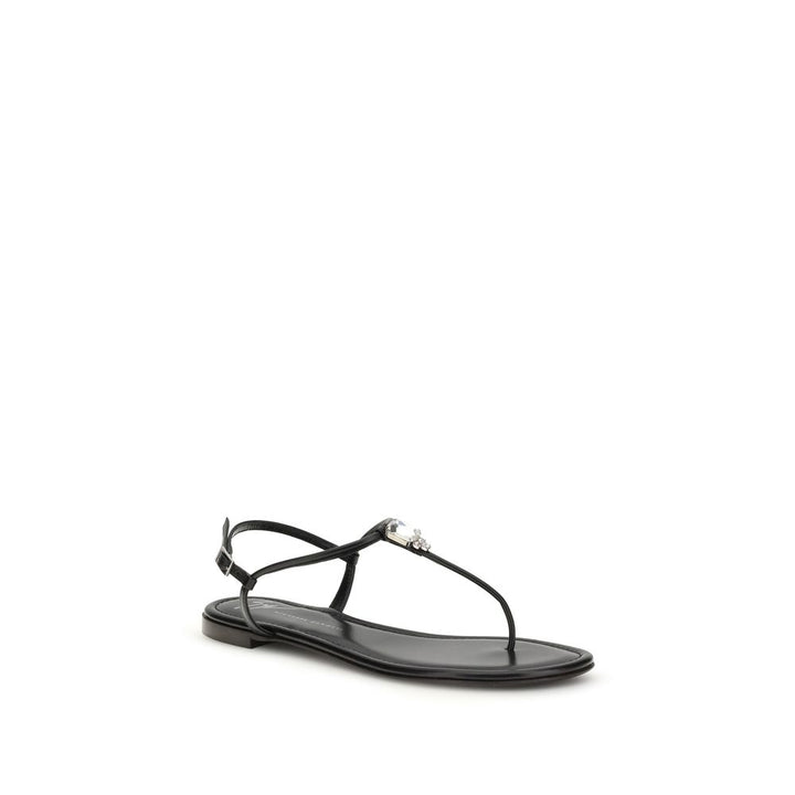Giuseppe Zanotti Black Calf Leather Bos Taurus Flat Sandals by Giuseppe Zanotti outlet now on sale