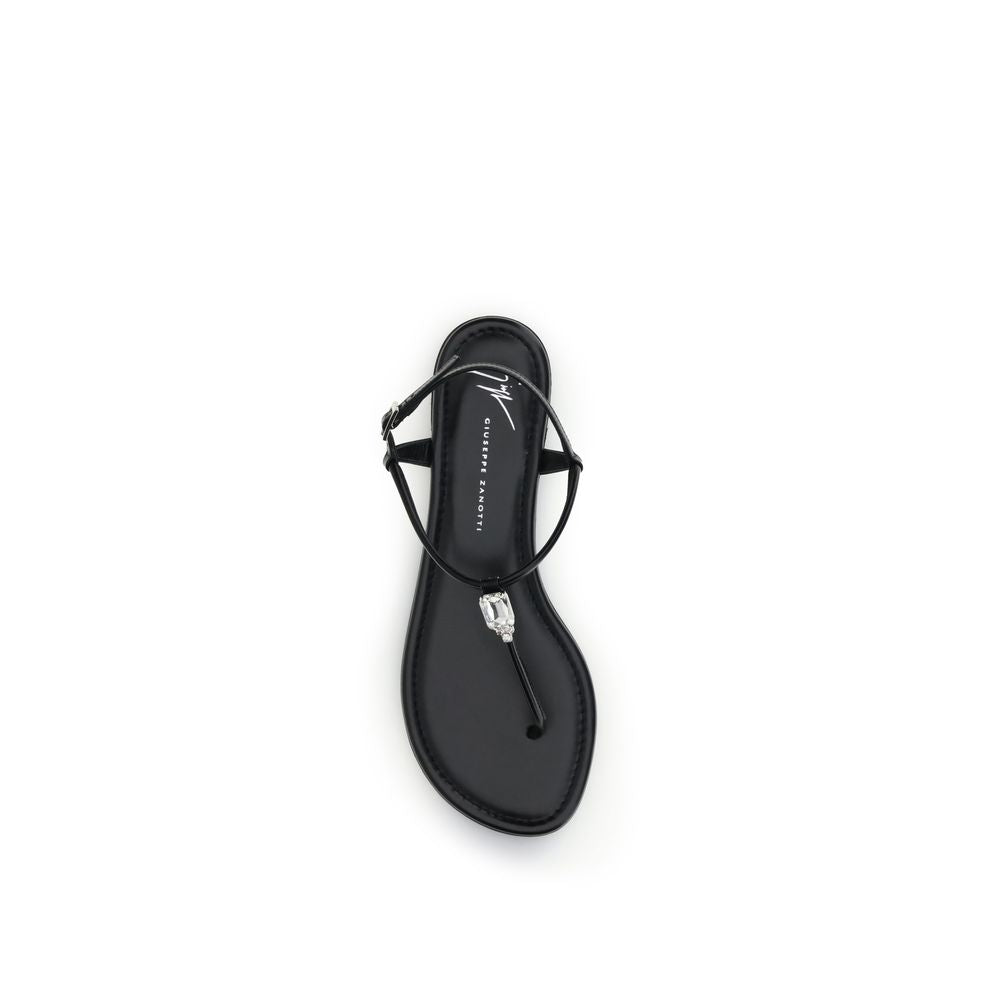 Giuseppe Zanotti Black Calf Leather Bos Taurus Flat Sandals by Giuseppe Zanotti outlet now on sale