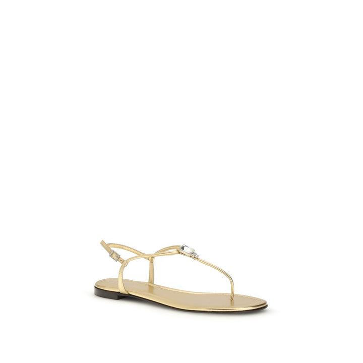 Giuseppe Zanotti Gold Calf Leather Bos Taurus Flat Sandals by Giuseppe Zanotti outlet now on sale
