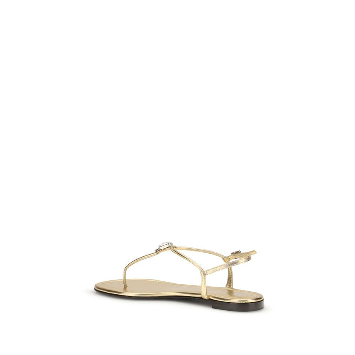 Giuseppe Zanotti Gold Calf Leather Bos Taurus Flat Sandals by Giuseppe Zanotti outlet now on sale
