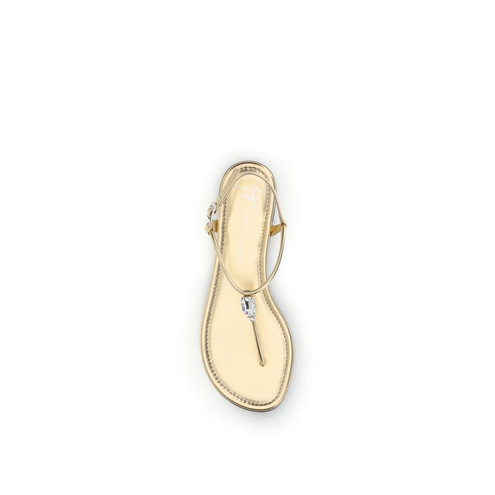 Giuseppe Zanotti Gold Calf Leather Bos Taurus Flat Sandals by Giuseppe Zanotti outlet now on sale