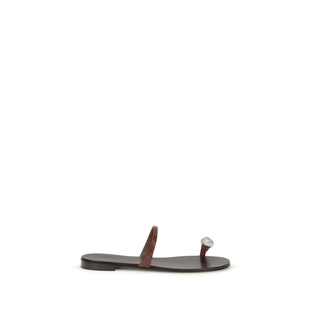 Giuseppe Zanotti Brown Calf Leather Bos Taurus Flat Sandals by Giuseppe Zanotti outlet now on sale