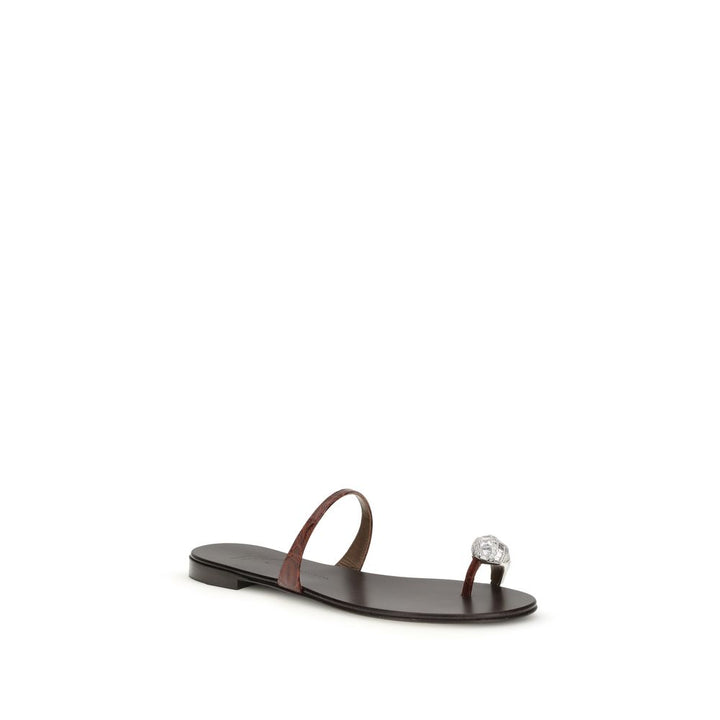 Giuseppe Zanotti Brown Calf Leather Bos Taurus Flat Sandals by Giuseppe Zanotti outlet now on sale