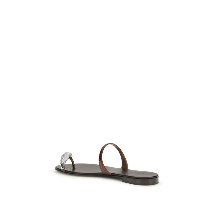 Giuseppe Zanotti Brown Calf Leather Bos Taurus Flat Sandals by Giuseppe Zanotti outlet now on sale