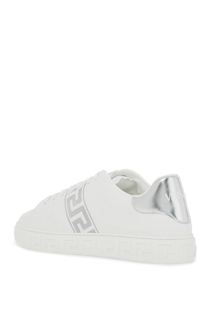 Versace Embroidered Greek Pattern Sneakers In