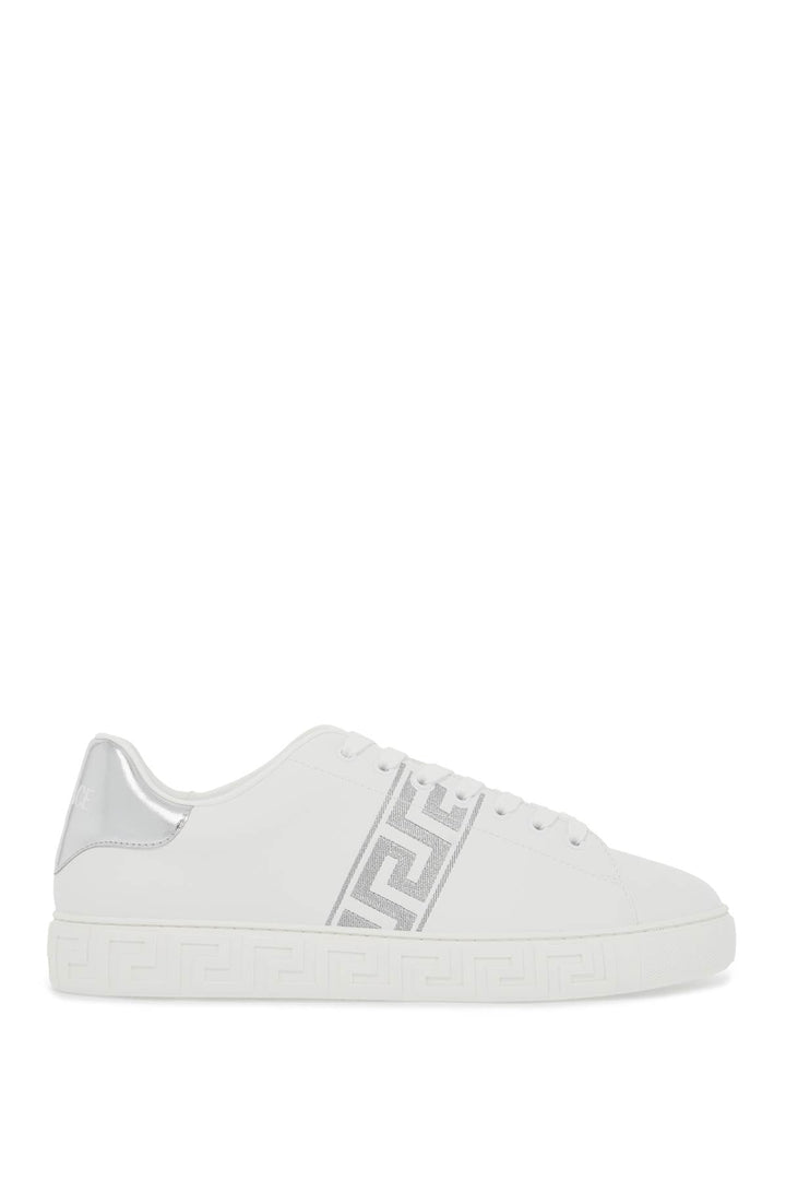 Versace Embroidered Greek Pattern Sneakers In