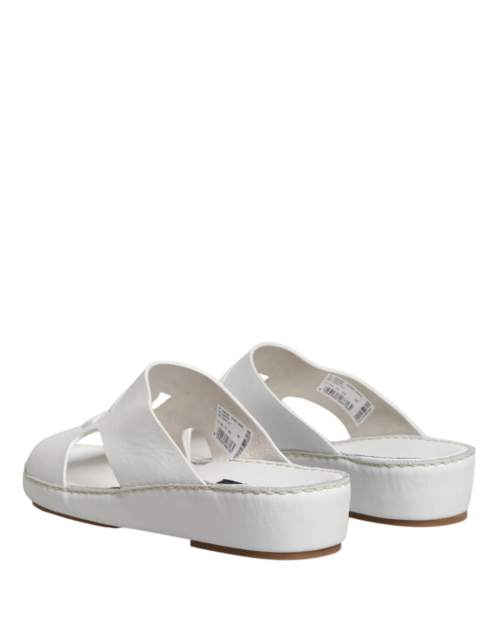 Dolce & Gabbana White DG Cutout Slides Slippers Flats Shoes