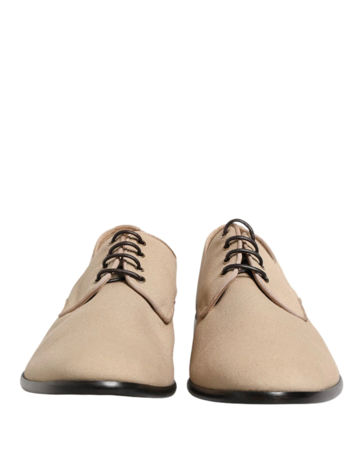 Dolce &amp; Gabbana Sample Sale Dolce &amp; Gabbana Beige Canvas Derby Lace Up Dress Men Shoes - | Designer outlet