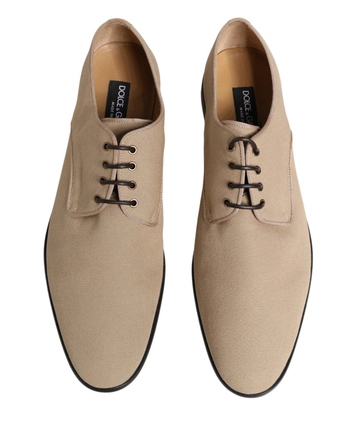 Dolce &amp; Gabbana Sample Sale Dolce &amp; Gabbana Beige Canvas Derby Lace Up Dress Men Shoes - | Designer outlet
