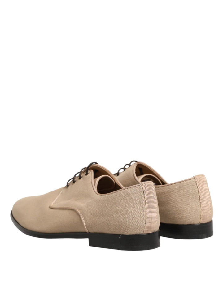 Dolce &amp; Gabbana Sample Sale Dolce &amp; Gabbana Beige Canvas Derby Lace Up Dress Men Shoes - | Designer outlet