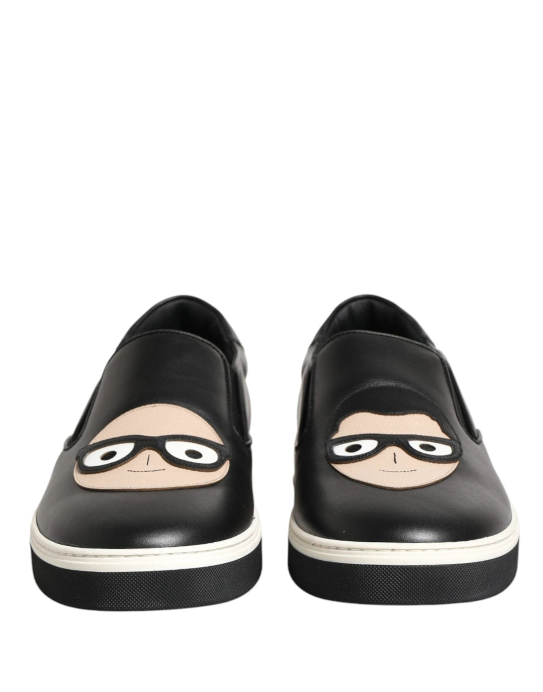 Dolce &amp; Gabbana Sample Sale Dolce &amp; Gabbana Black Leather Signature Figures Sneakers Shoes - | Designer outlet
